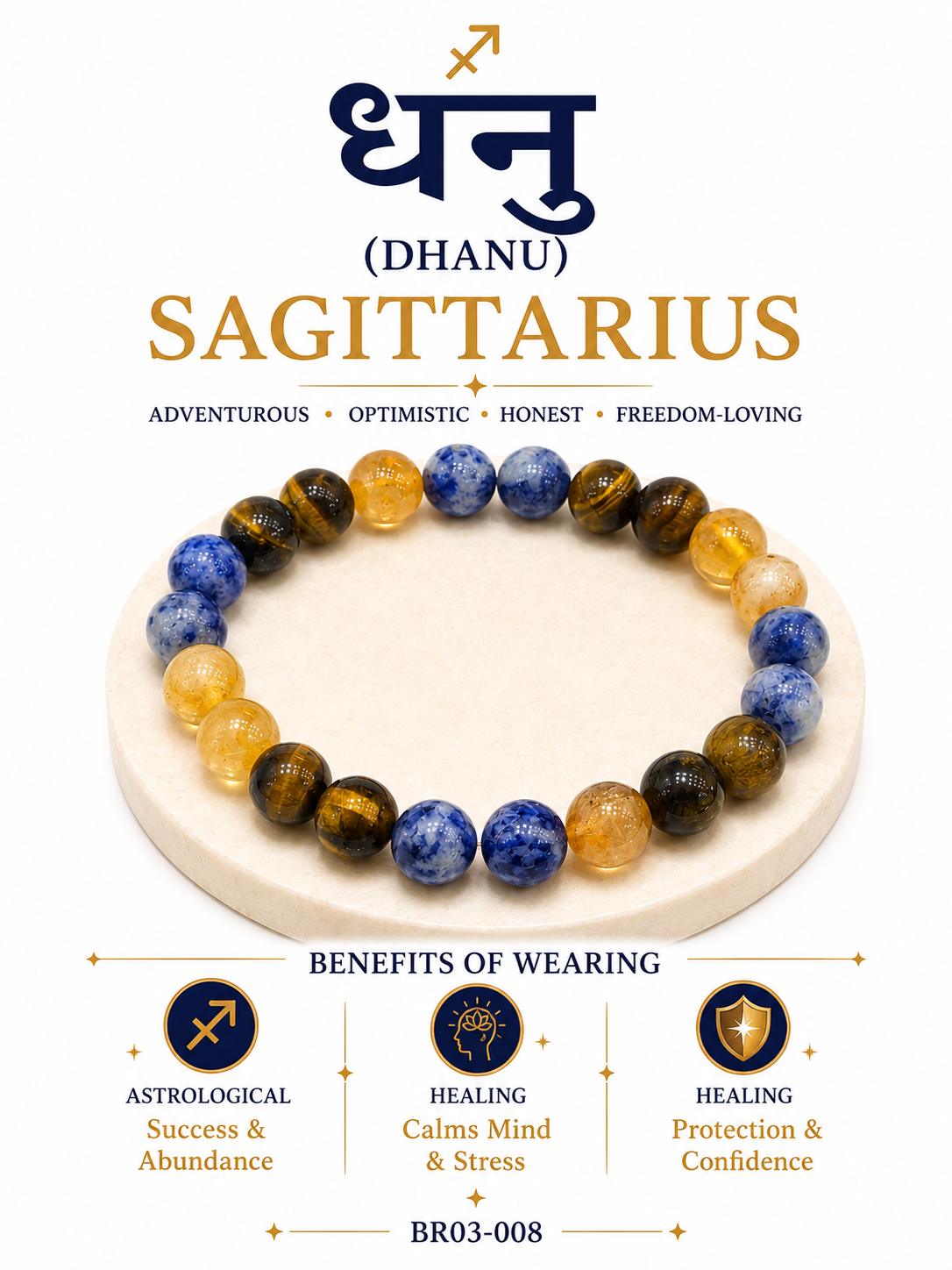 Sagittarius (Dhanu Rashi) Crystal Bracelet