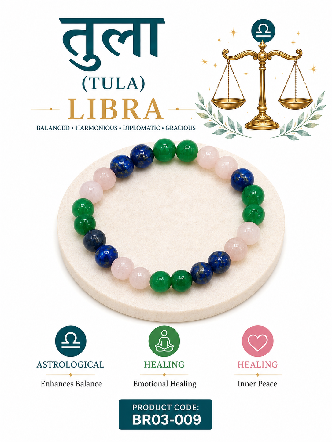 Libra (Tula Rashi) Crystal Bracelet