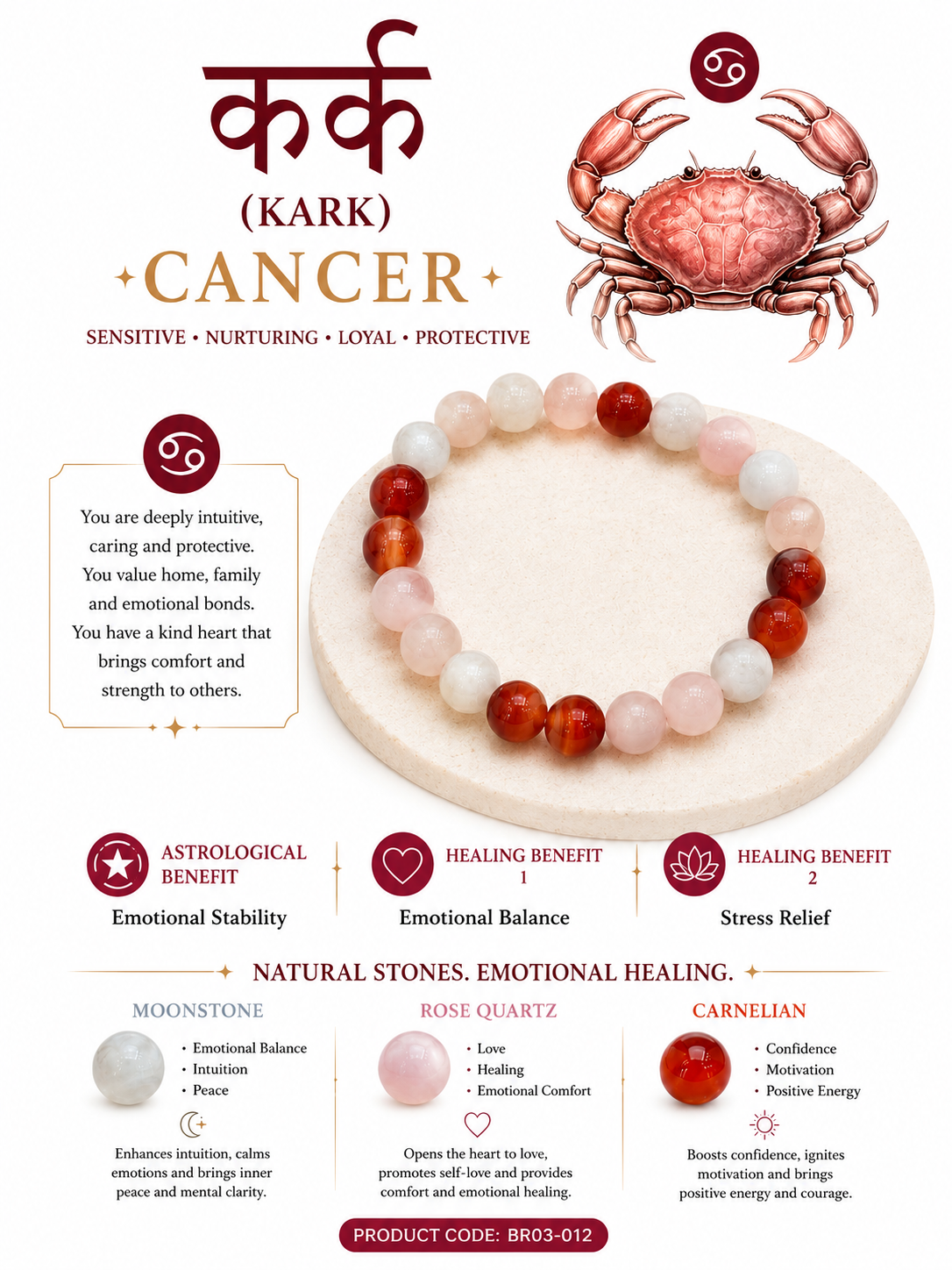 Cancer (Kark Rashi) Crystal Bracelet