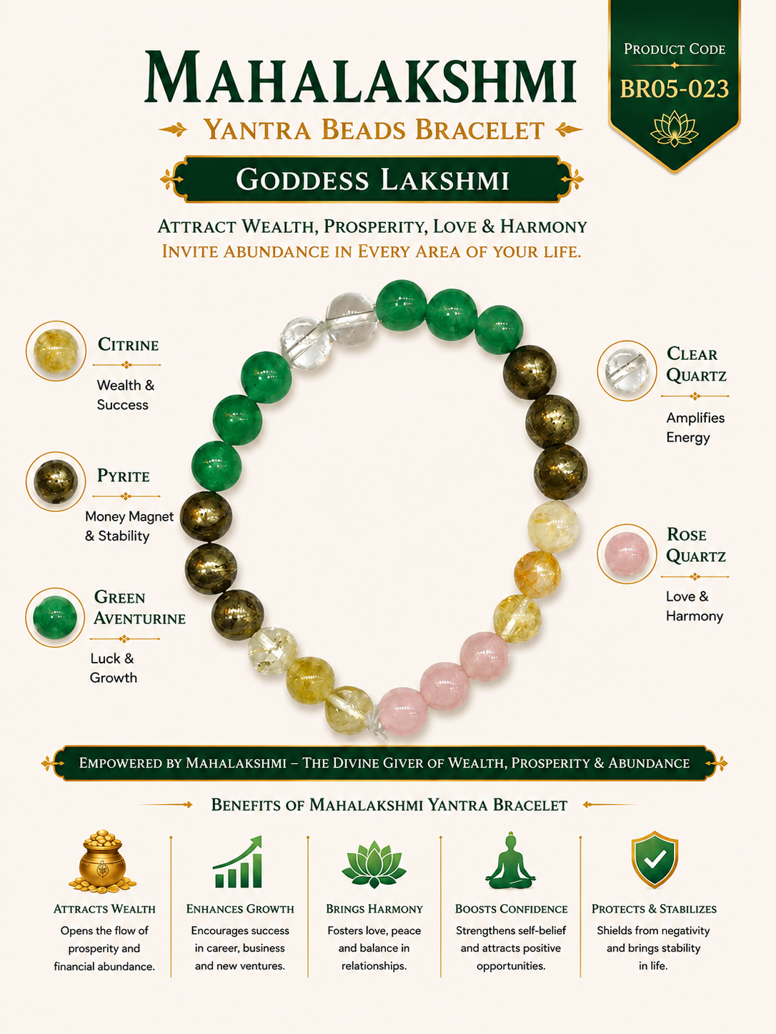 Mahalakshmi Yantra Beads Bracelet