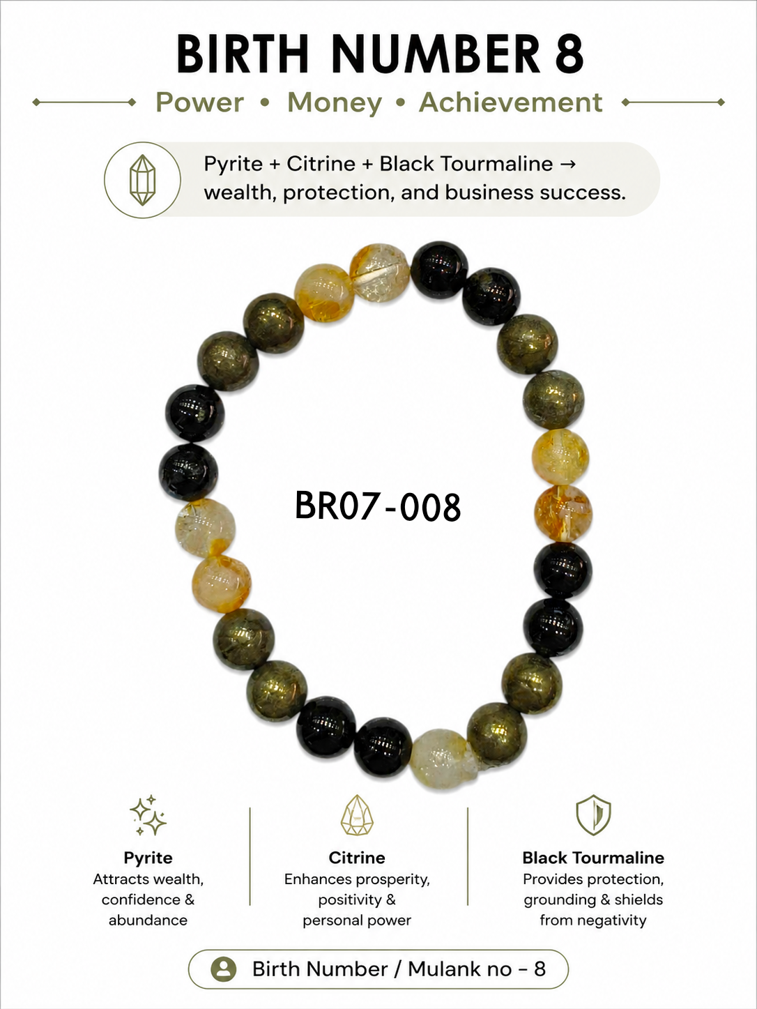 Mulank / Birth Number 8 Bracelet