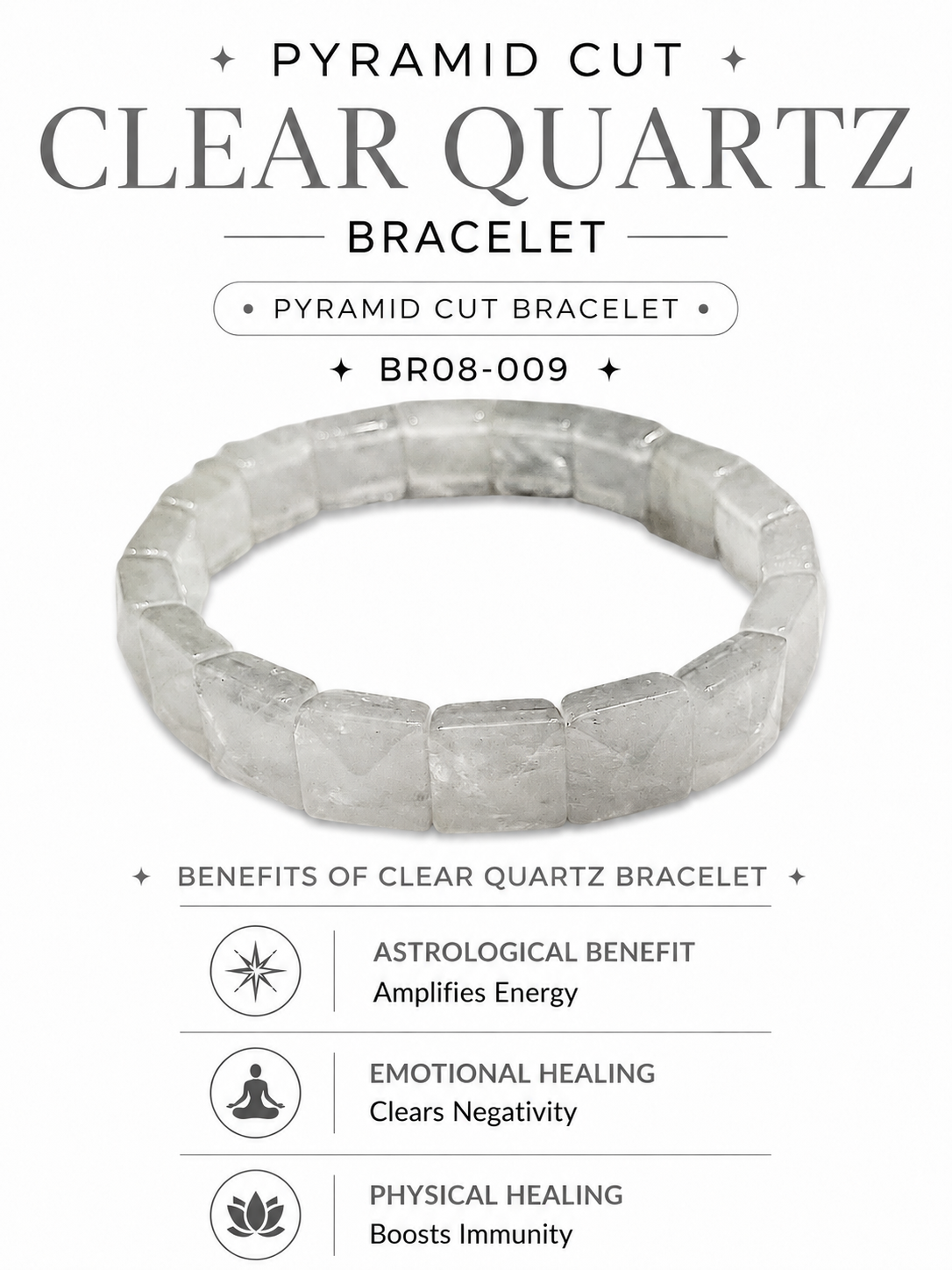 Clear Quartz Pyramid Cut Bracelet