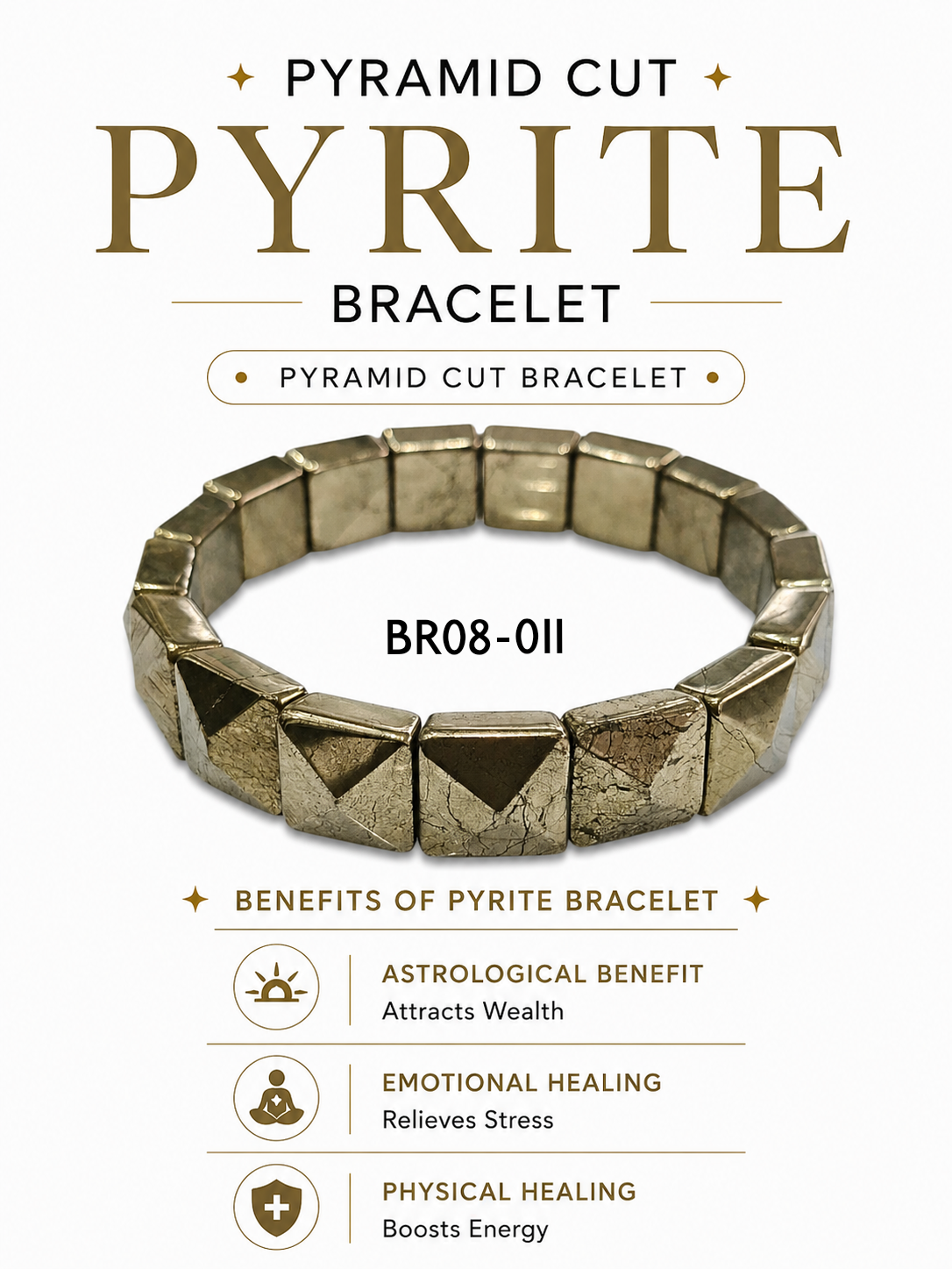 Pyramid Cut Pyrite Bracelet