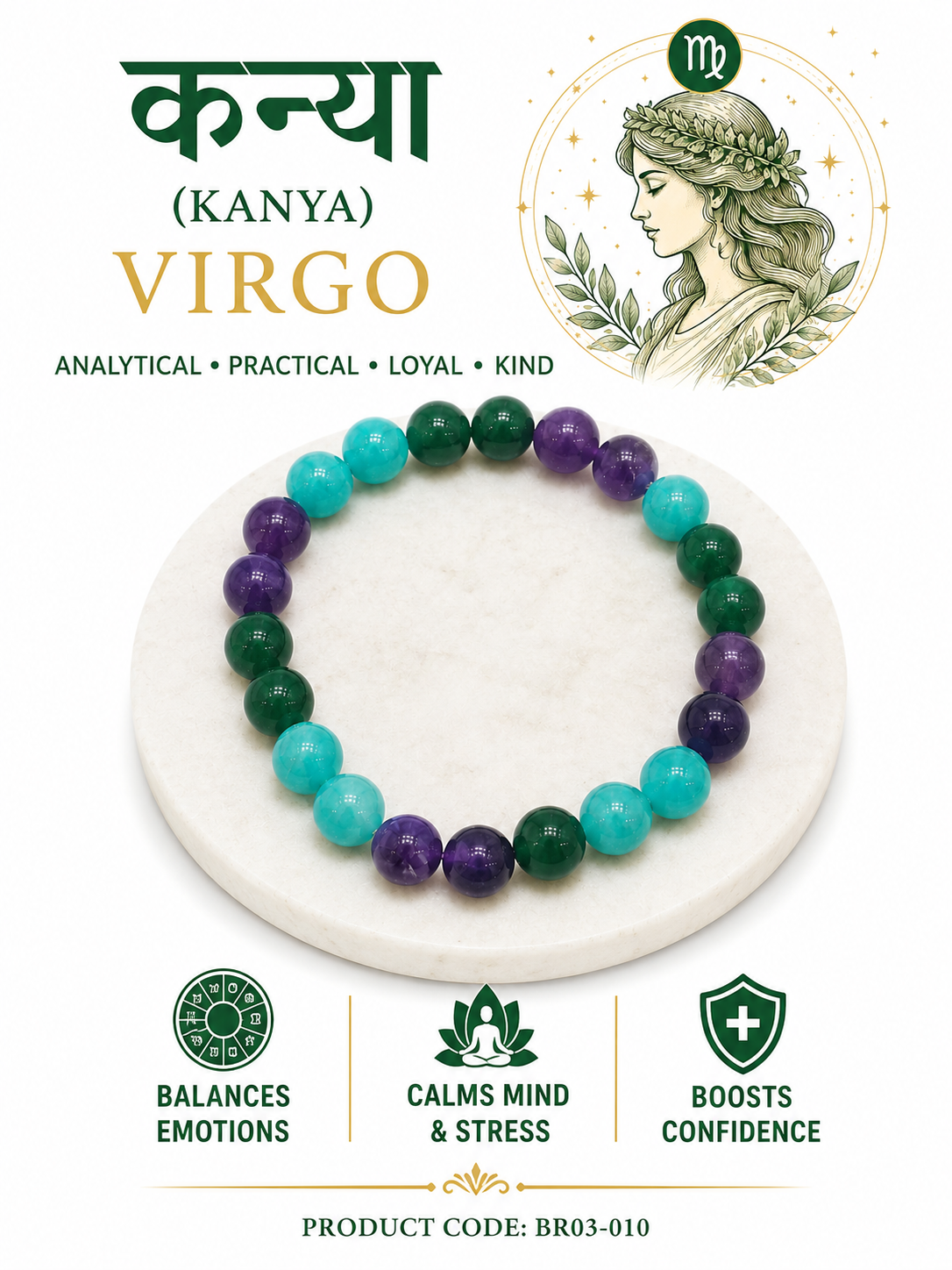 Virgo (Kanya Rashi) Crystal Bracelet