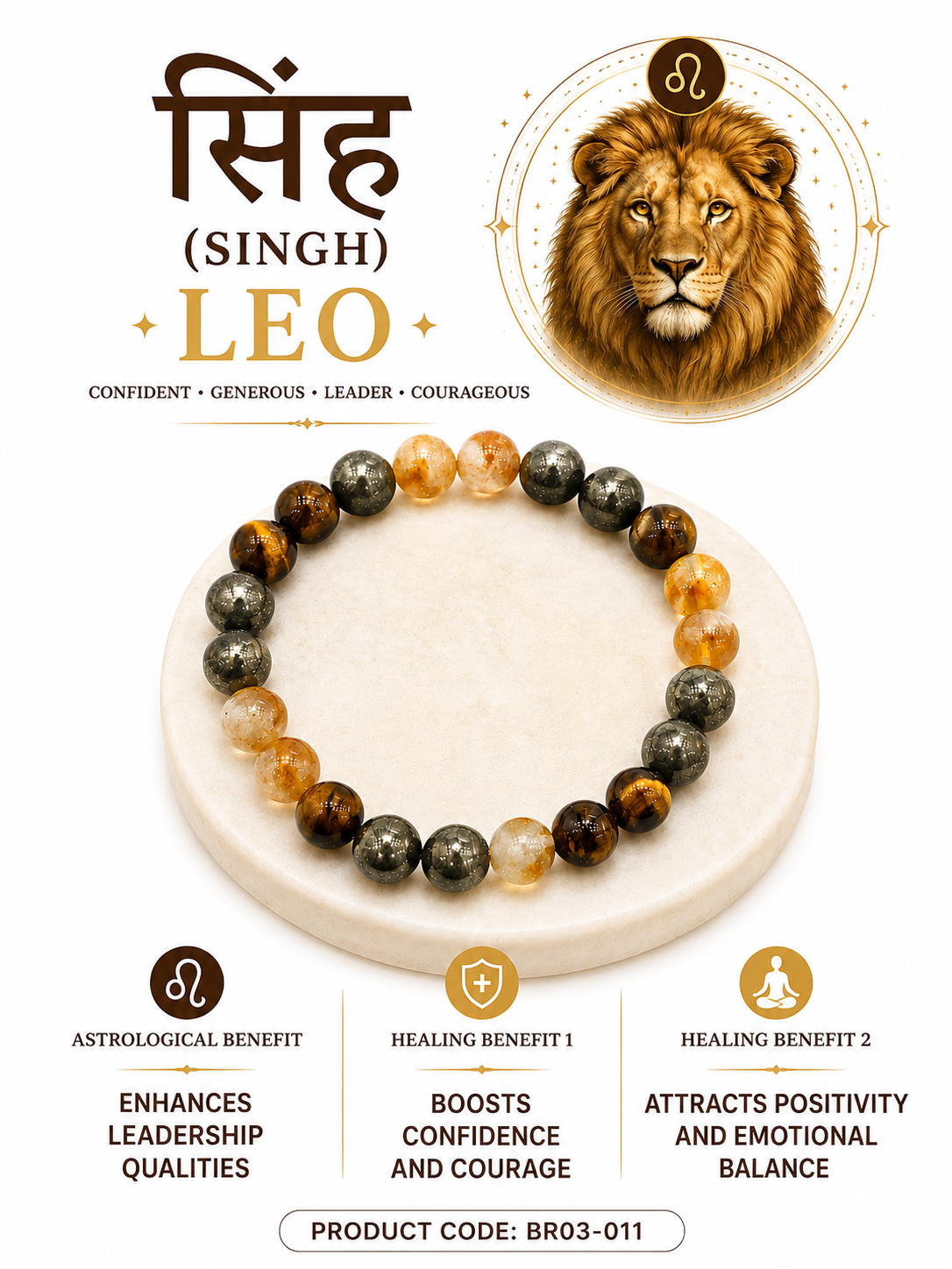 Leo (Singh Rashi) Crystal Bracelet