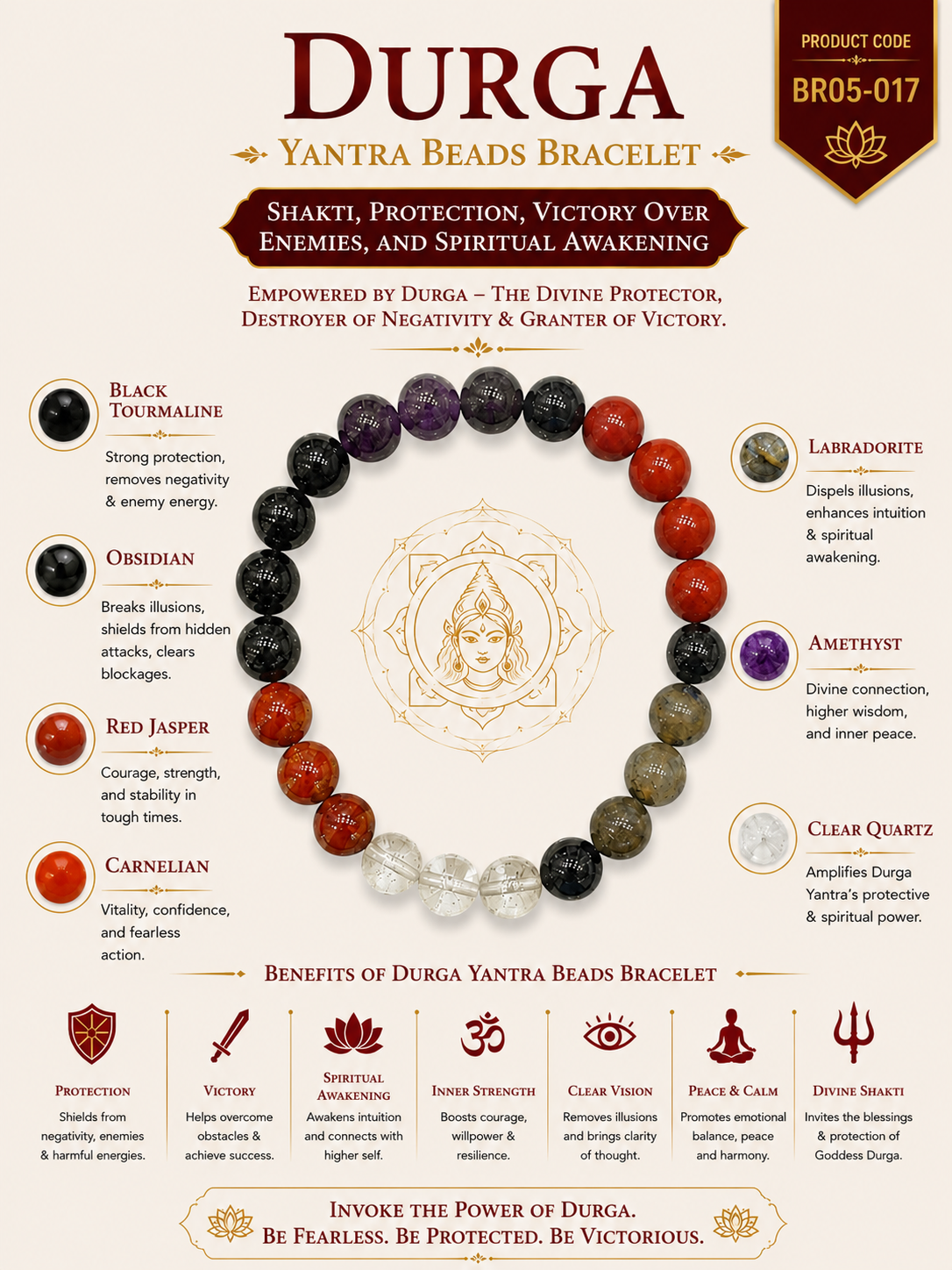 Durga Yantra Beads Bracelet