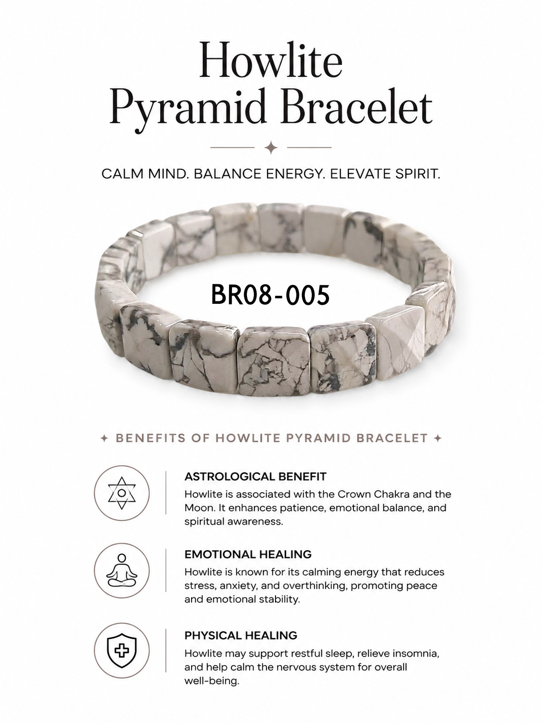 Howlite Pyramid Bracelet