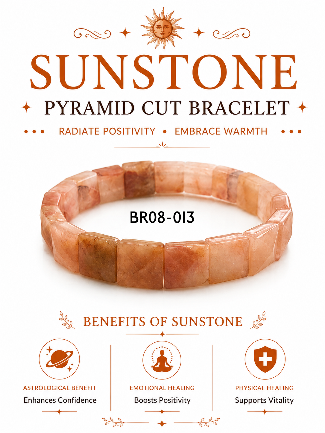 Sunstone Pyramid Cut Bracelet